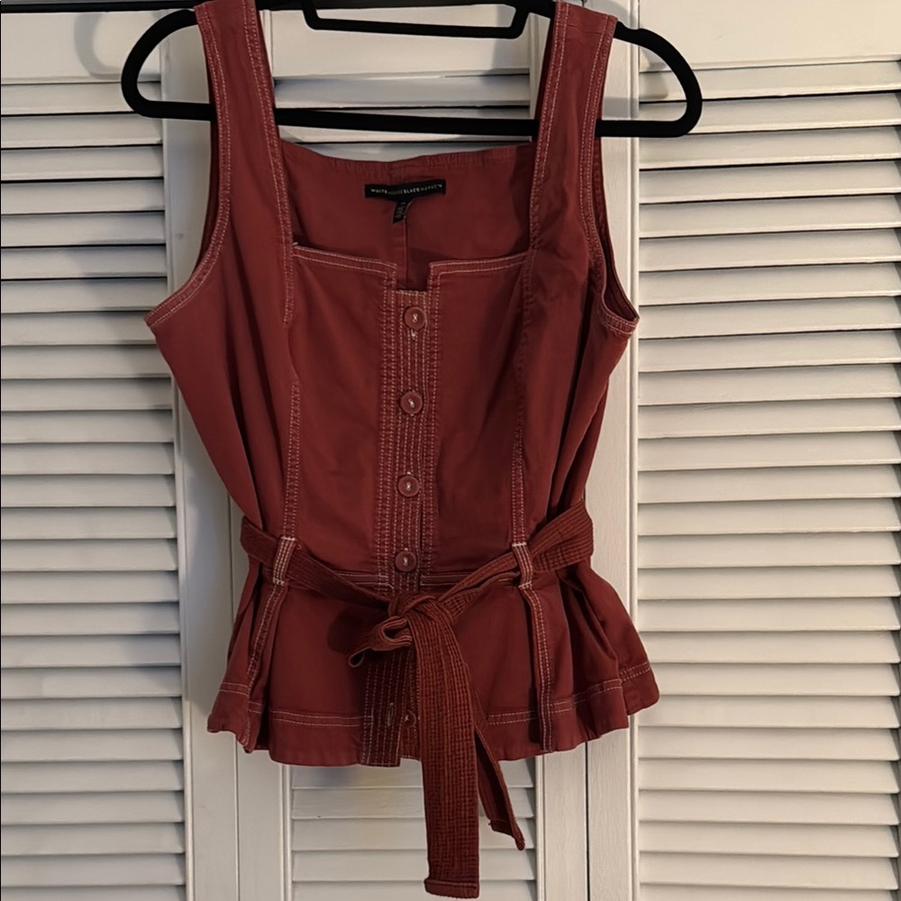 White House Black Market Coral/Red Peplum Tank Top